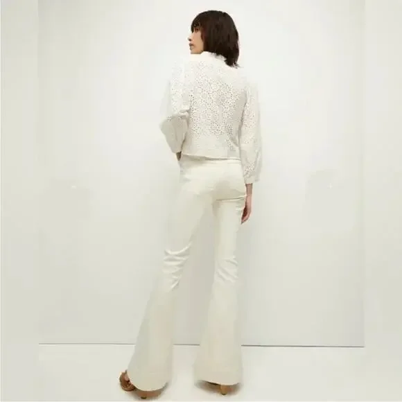 Veronica Beard Sheridan Exaggerated Flare Jeans Cream High Rise 26